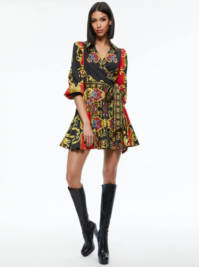 ALISA WRAP GODET SHIRT DRESS